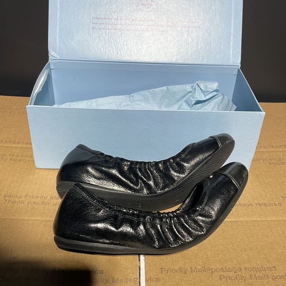 Prada Metallic Cap-Toe Ballerina Flats - Picture 5 of 9